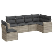Set Divano da Giardino 6pz | Set Salotto da Giardino con Cuscini Grigio Chiaro Polyrattan