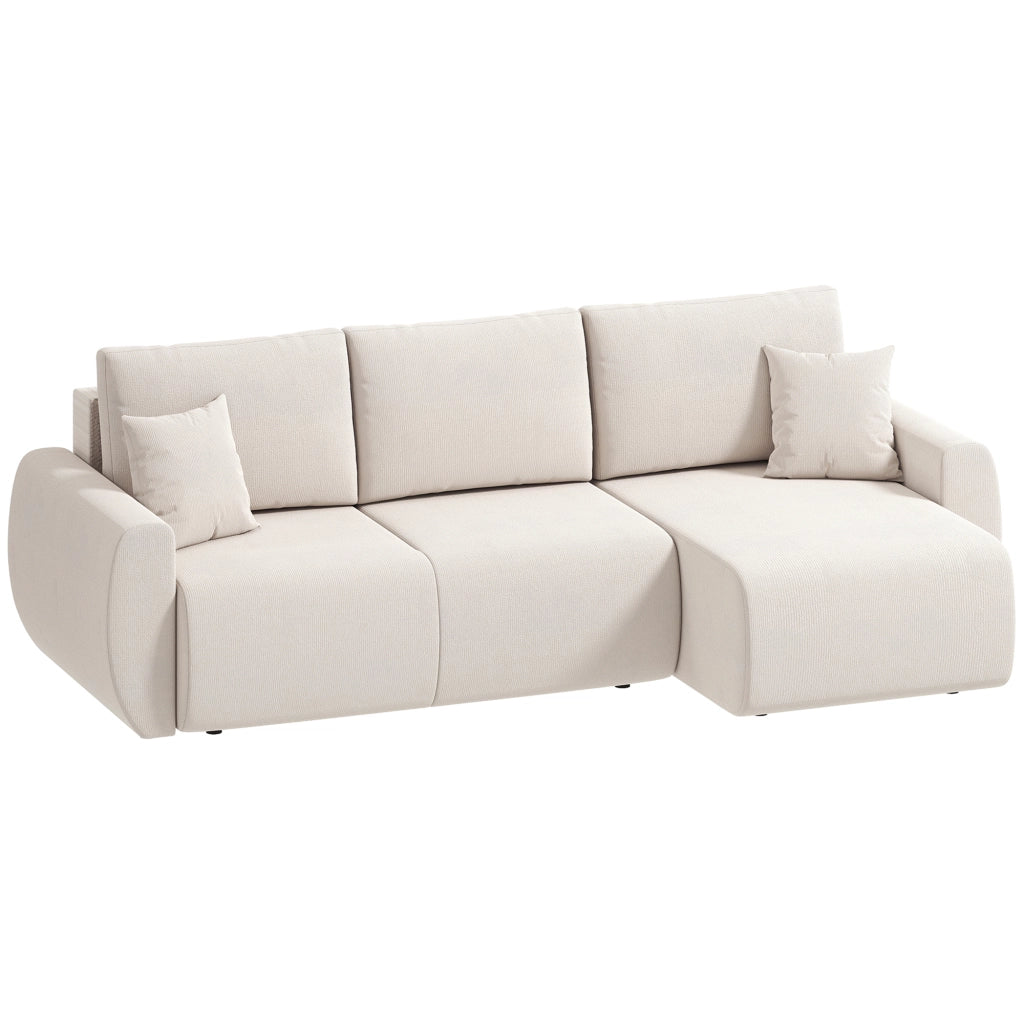 Divano letto angolare 3 posti in velluto ¨C zephmum ¨C crema