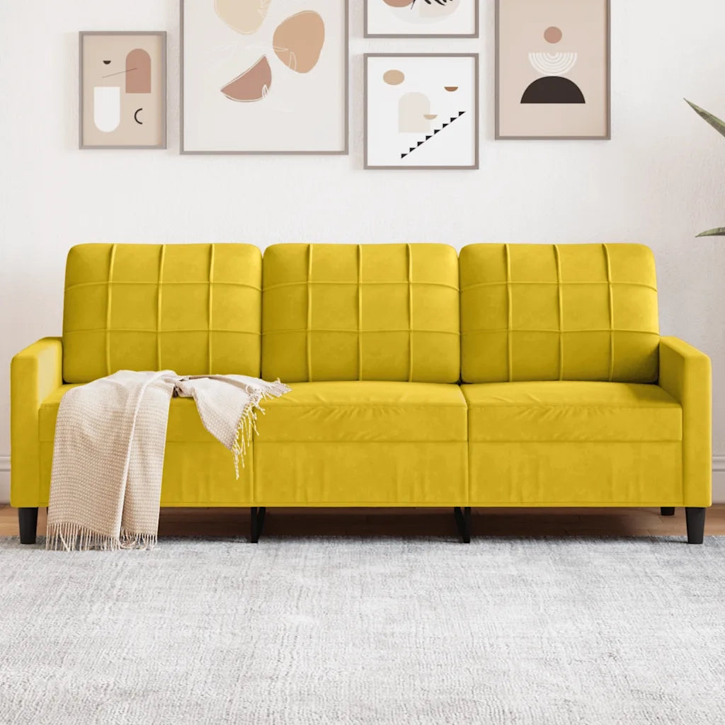 Divano | Divano da soggiorno | Sofa a 3 Posti Giallo 180 cm in Velluto