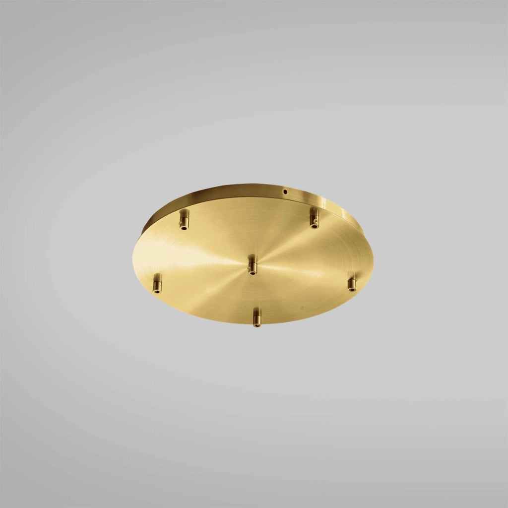 Rosone Tondo Ofelia Mini B T/6 - Base per Lampada a Sospensione con 6 Fori, Finitura Ottone, Grado IP20 - Gealuce