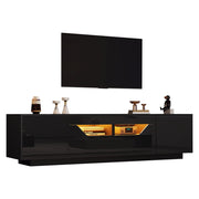 Mobile TV con 2 cassetti; 2 vani e LED - per soggiorno - in truciolare - 180×40×45 cm - nero
