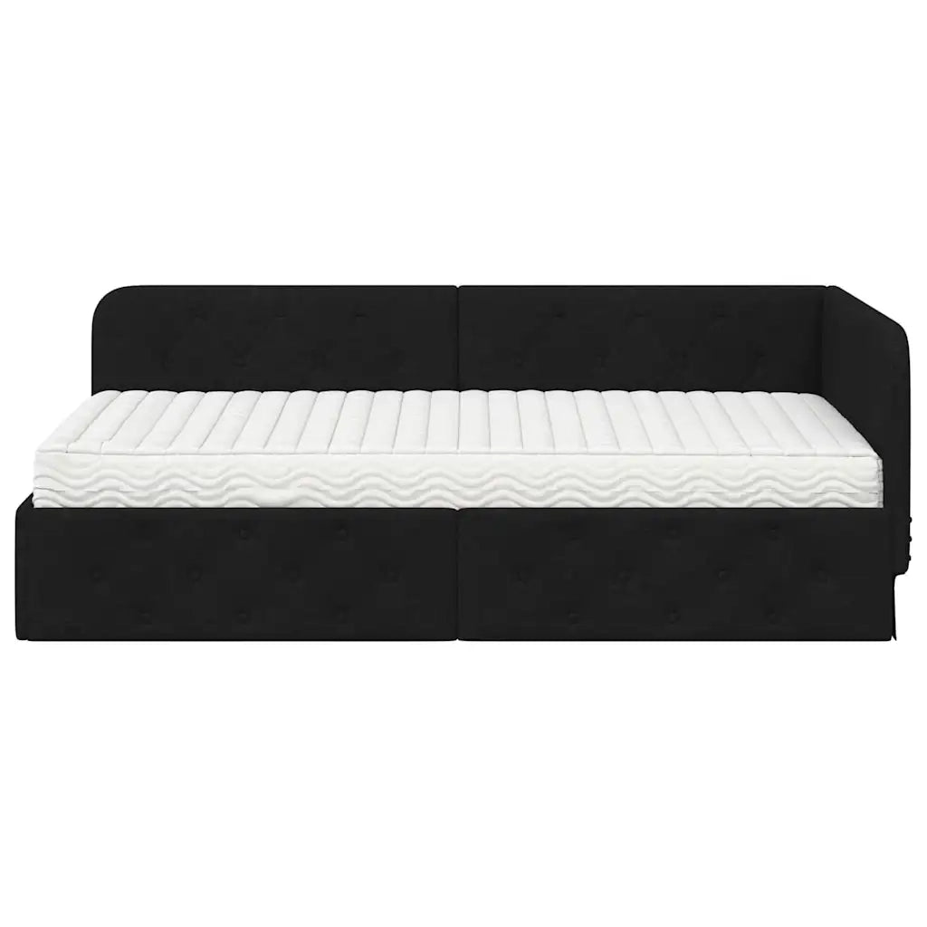 Cornice del letto ad angolo Nero 90 x 200 cm Tessuto