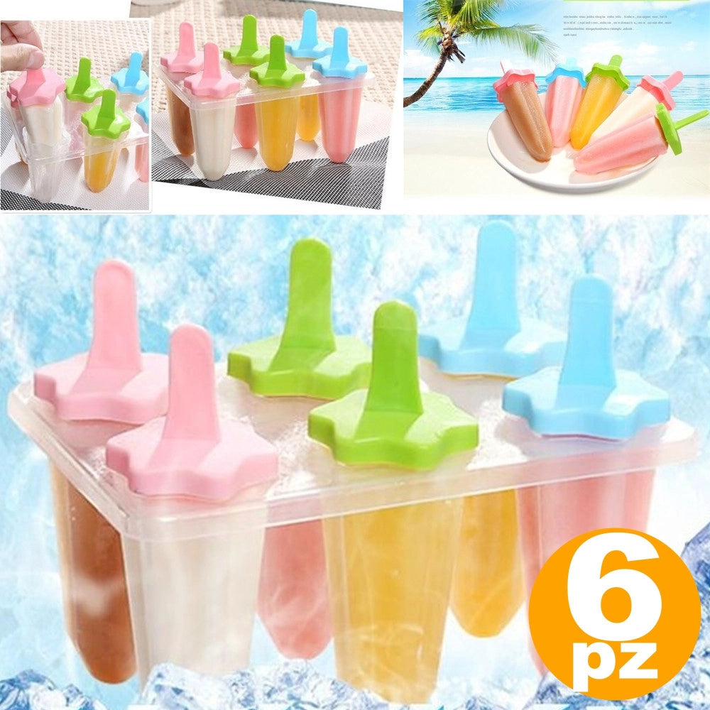 Trade Shop - 6 Formine Stampo Per Ghiaccioli Ghiacciolo Fatti In Casa Forme Stampi Ice Estate -