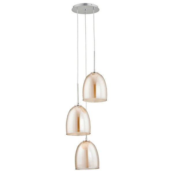Lampada a sospensione Ronda 3 luci E27 cromo vetro
