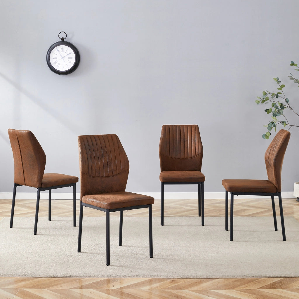 SEDIE da pranzo Set da 4 pezzi 93 cm Tessuto marrone e metallo nero