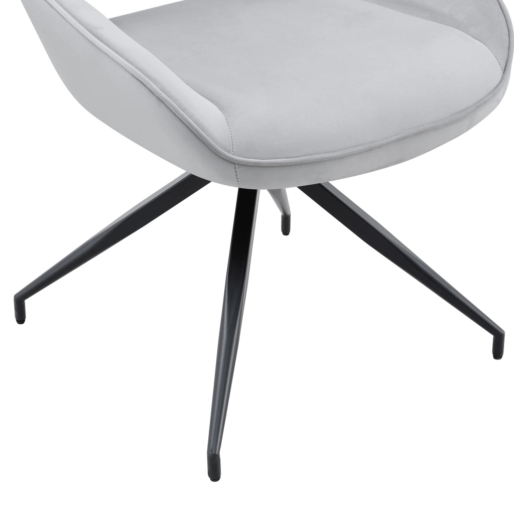 SEDIA DA PRANZO Girevole 360° Set da 2 pezzi Velluto Grigio Chiaro Metallo Nero