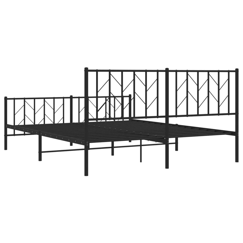 Giroletto senza Materasso con Pediera-Struttura Letto in Metallo Nero 160x200 cm 527979
