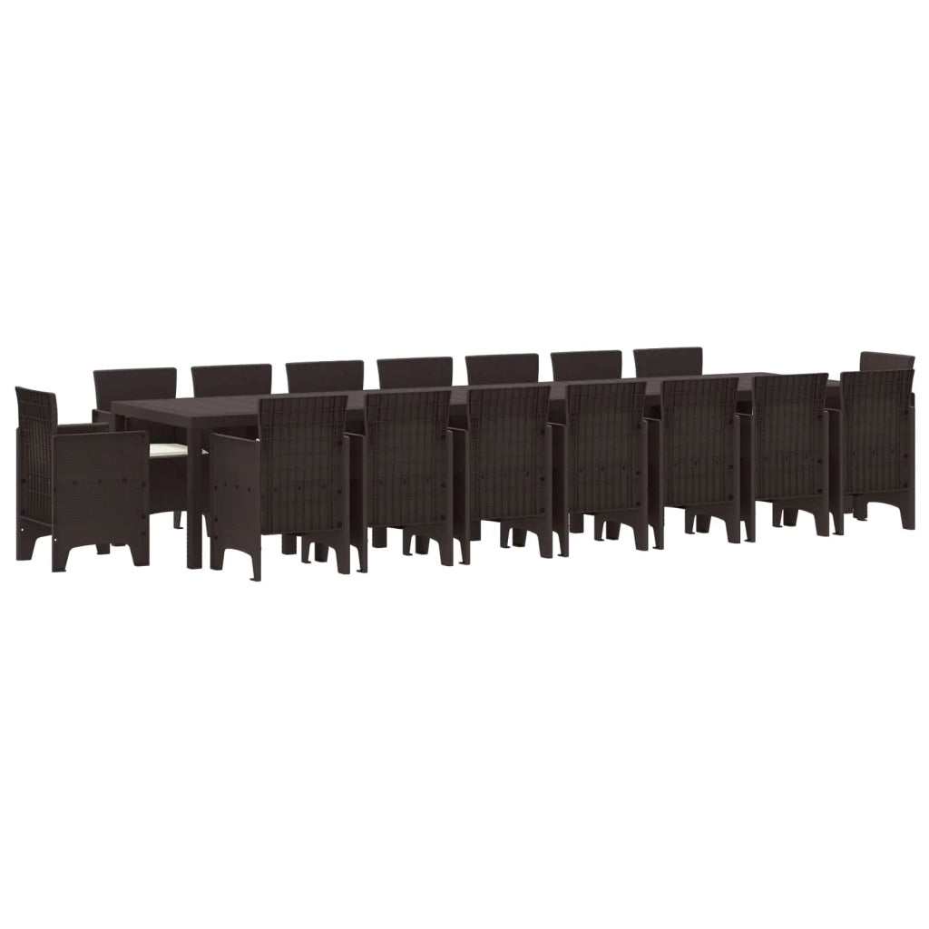 Set da pranzo da giardino con cuscini 17 pcs Marrone PP 3378661