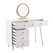 Toeletta con specchio LED e 1 cassetto - per camera da letto - 100x40x78 cm - bianco