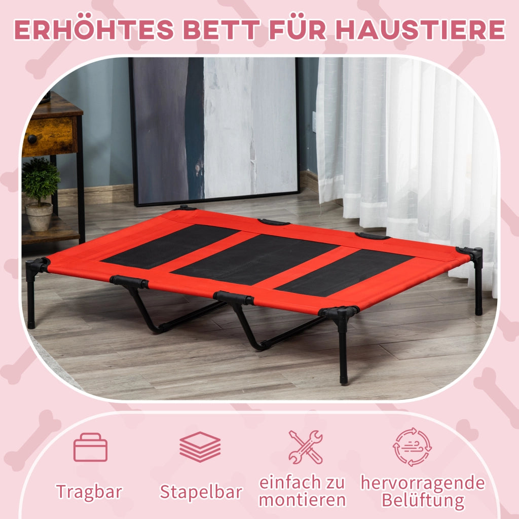 Letto per Cane Pieghevole Esterno ¨C Zephmum ¨C Rosso Nero 122x92x23 cm
