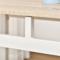 Set da Pranzo Tavolo e 4 Sedie in Metallo e MDF Bianco e Legno