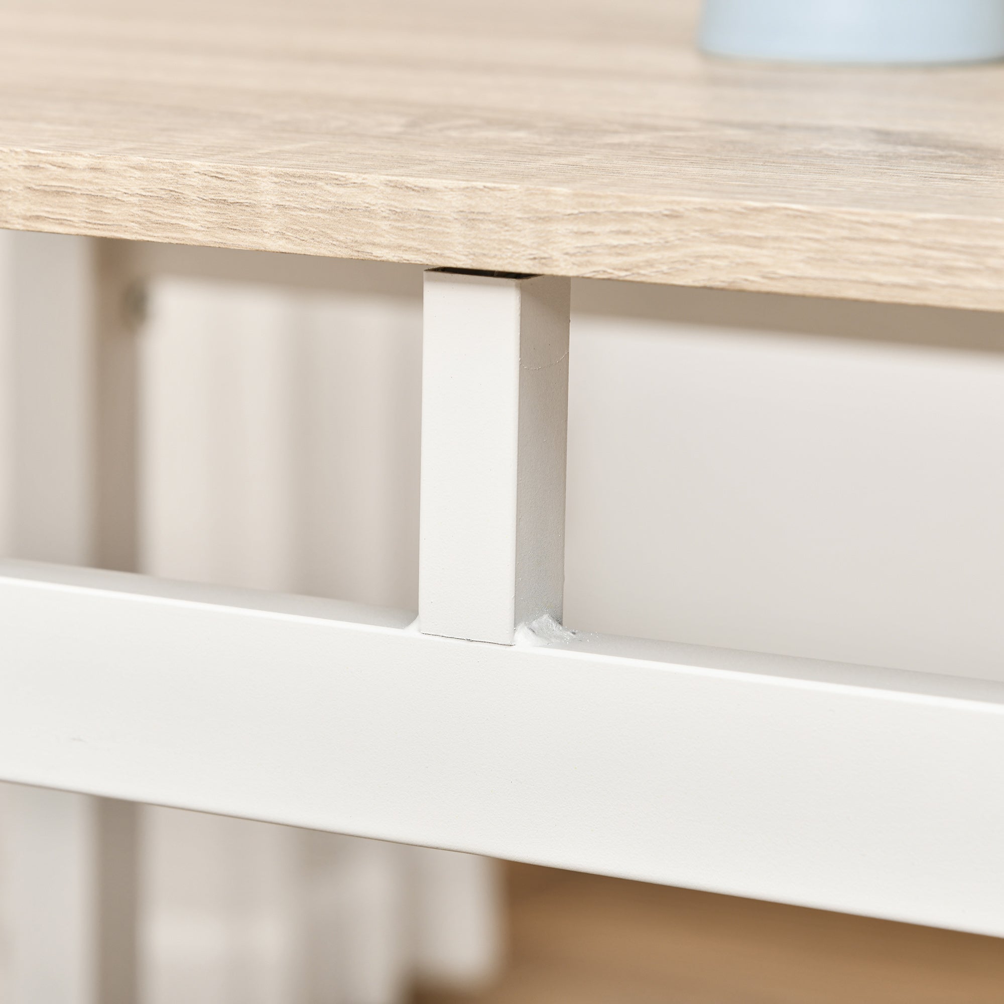 Set da Pranzo Tavolo e 4 Sedie in Metallo e MDF Bianco e Legno