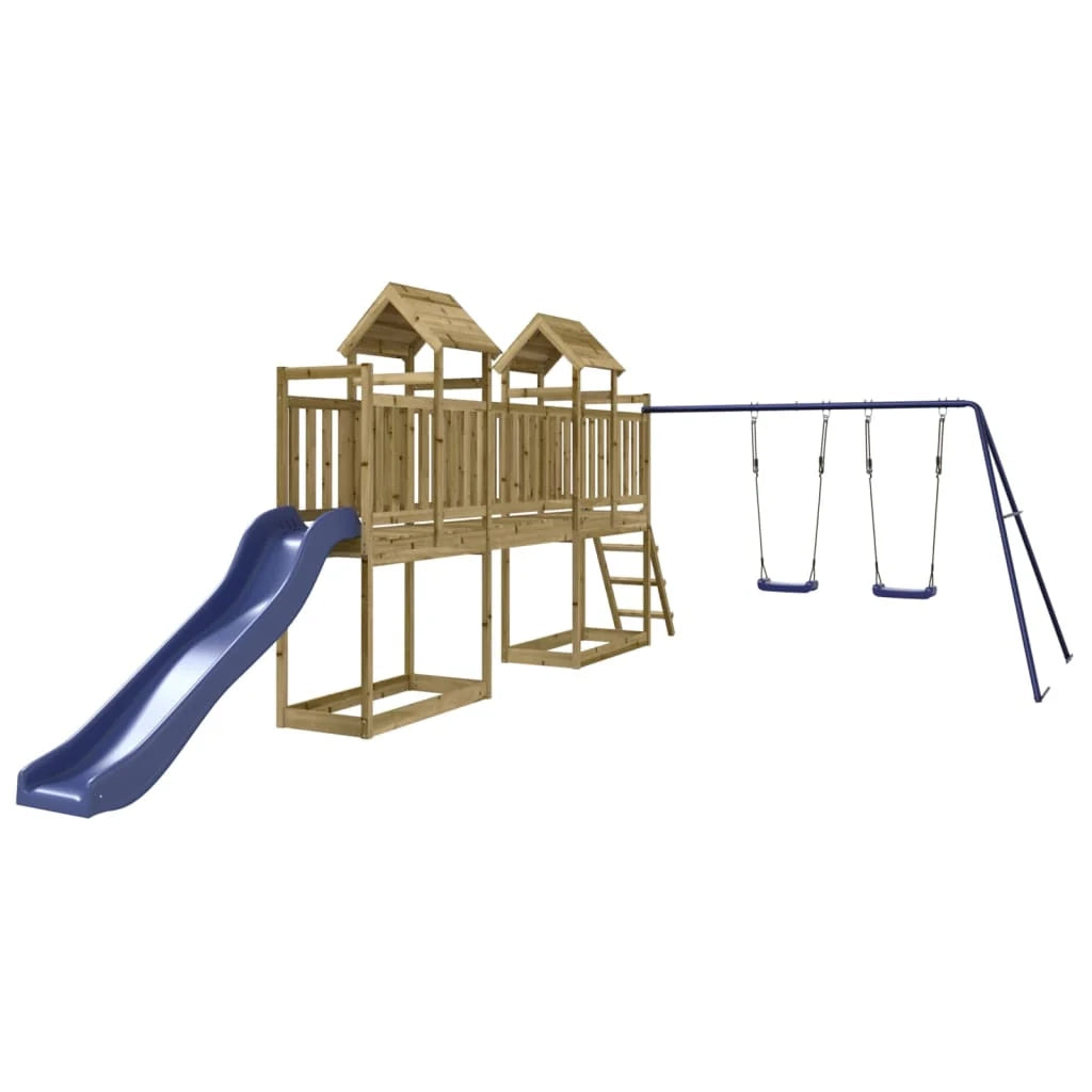 Altalene per parco giochi all'aperto scivolo altalene robuste giochi da giardino 313 x 589 x 214 cm legno di pino impregnato 02_0004823