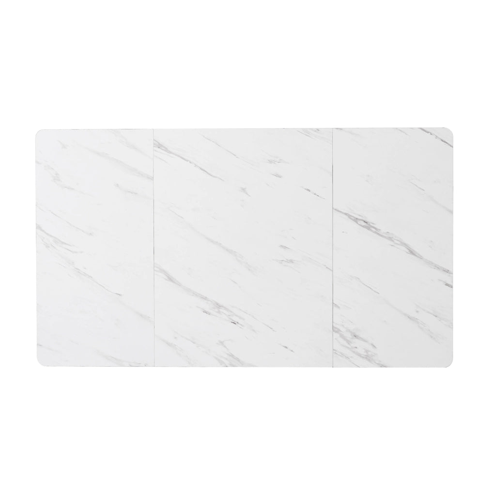 Tavolo da pranzo 140x80 cm effetto marmo bianco e oro