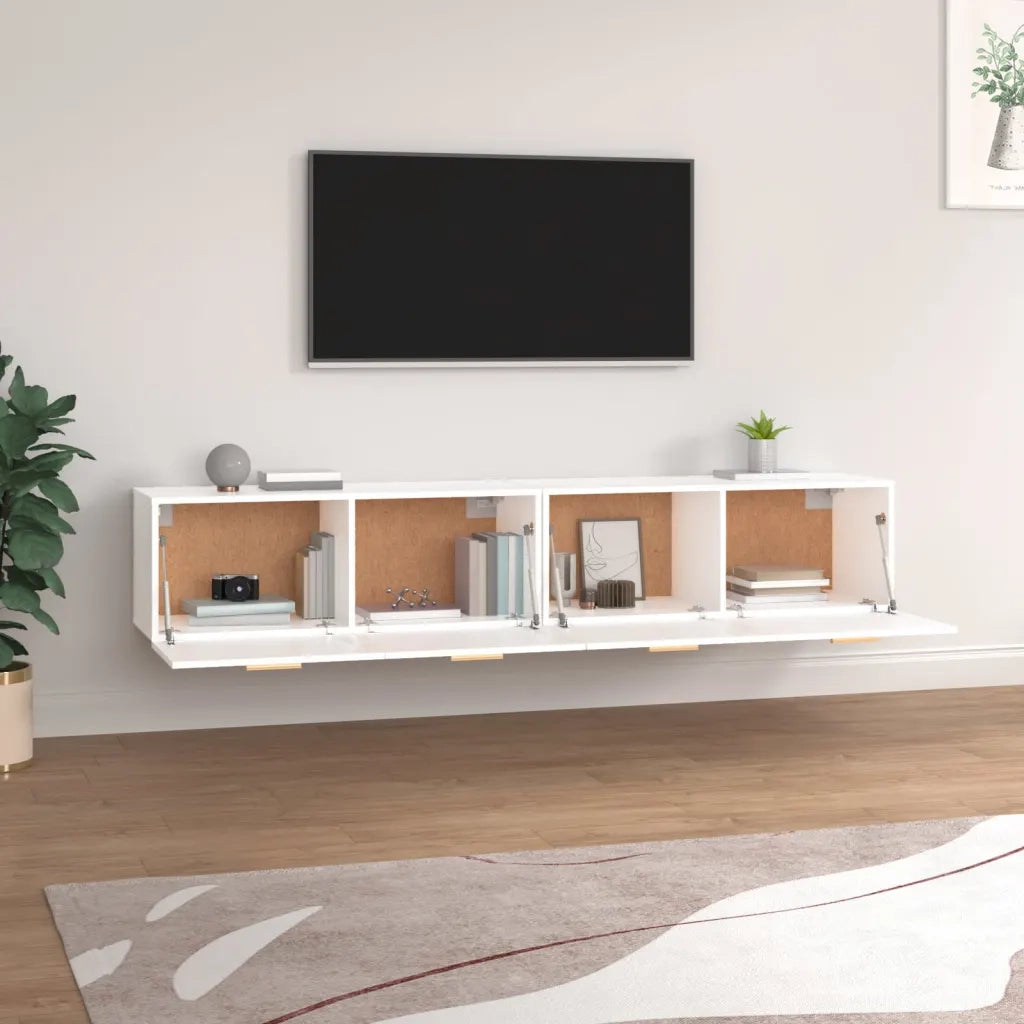 Armadietto a Muro | Mobili Parete 2 pz Bianco 100x36,5x35 cm in Legno Multistrato