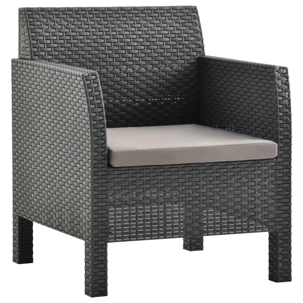 Set Divano da Giardino 2 pz | Set Salotto da Giardino con Cuscino in Rattan PP Antracite