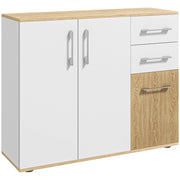 Tavolo da cucina con cassetti e ante ¨C zephmum ¨C 90x30x75,5 cm bianco e legno
