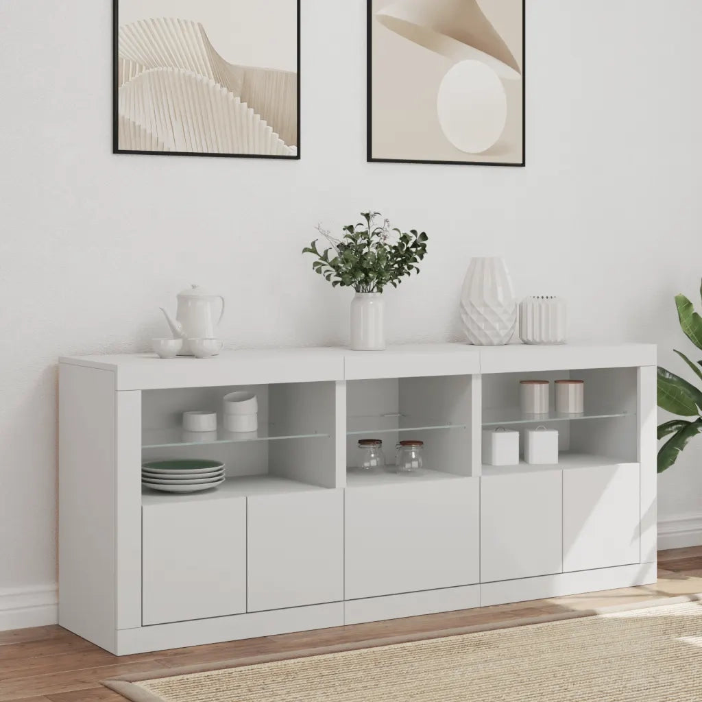 Credenza con Luci LED Bianca 162x37x67 cm 3208995