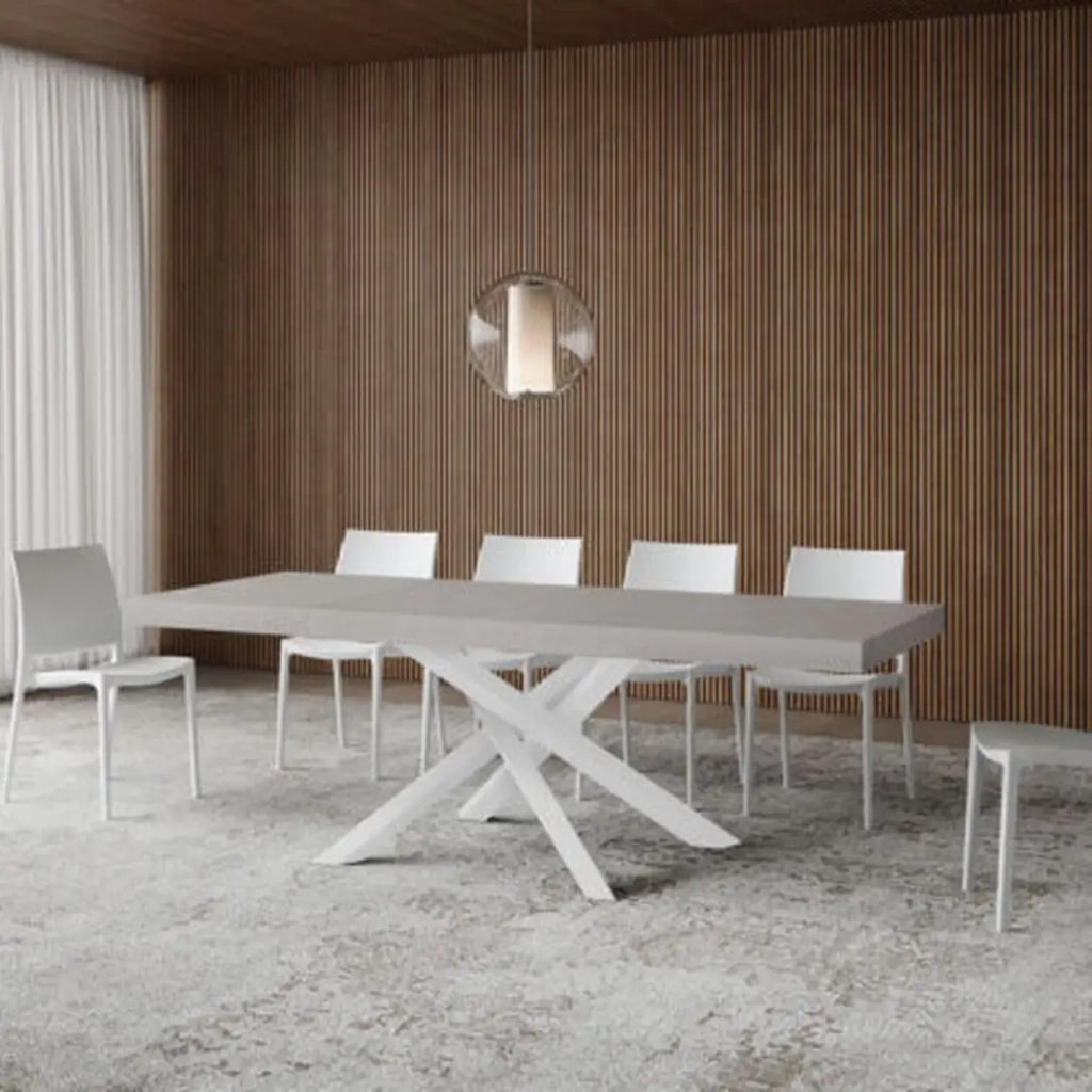 Tavolo allungabile 120/380x90 cm Volantis Premium cashmere gambe bianche