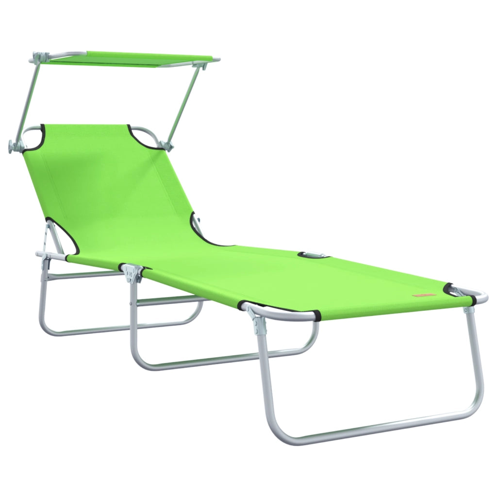 Lettini Pieghevoli 2 pcs con Tettuccio Verde Tessuto Oxford 600D