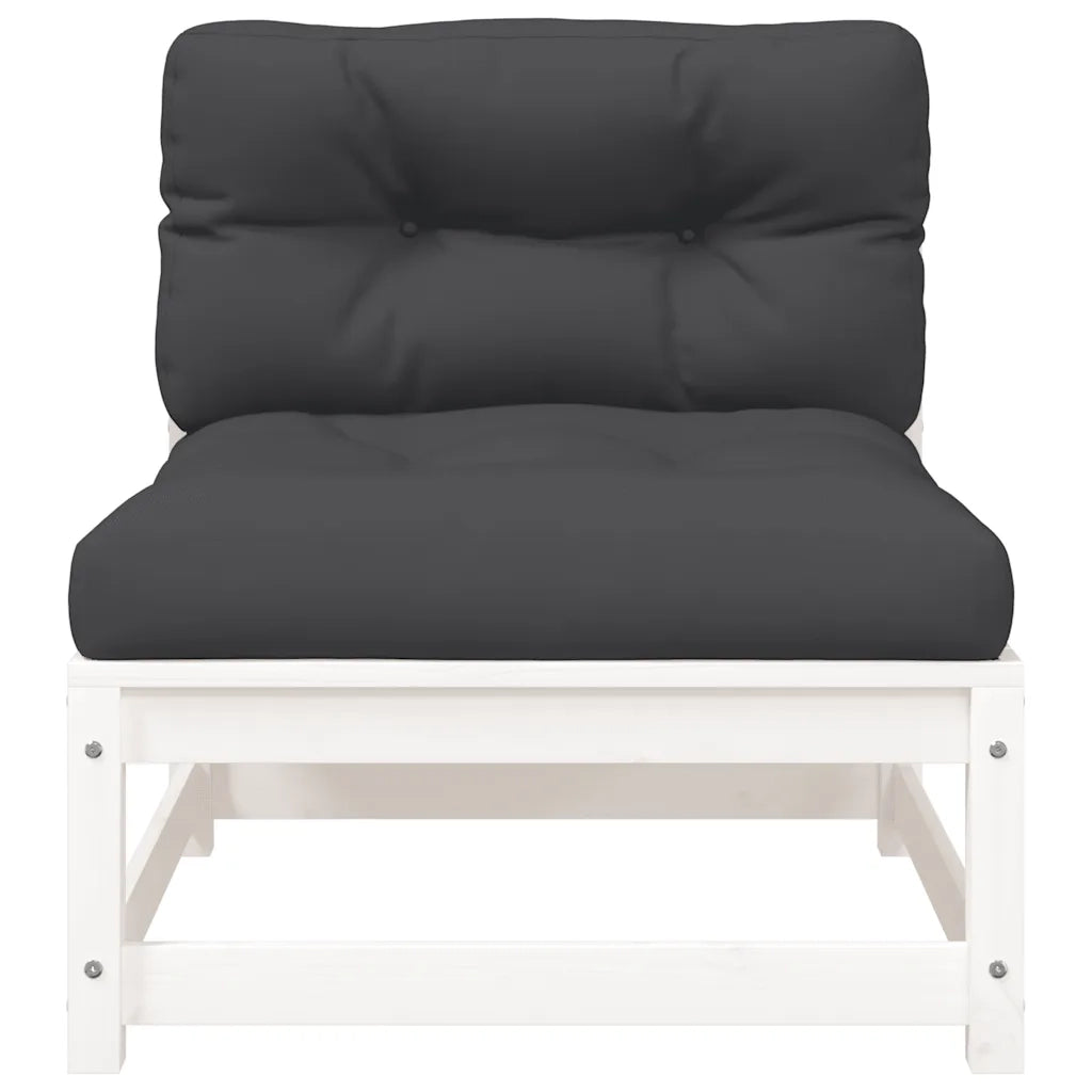 Divano Giardino con Cuscini 2 Posti-Sofa da Giardino-Divanetto da esterno Bianco Legno Massello Pino