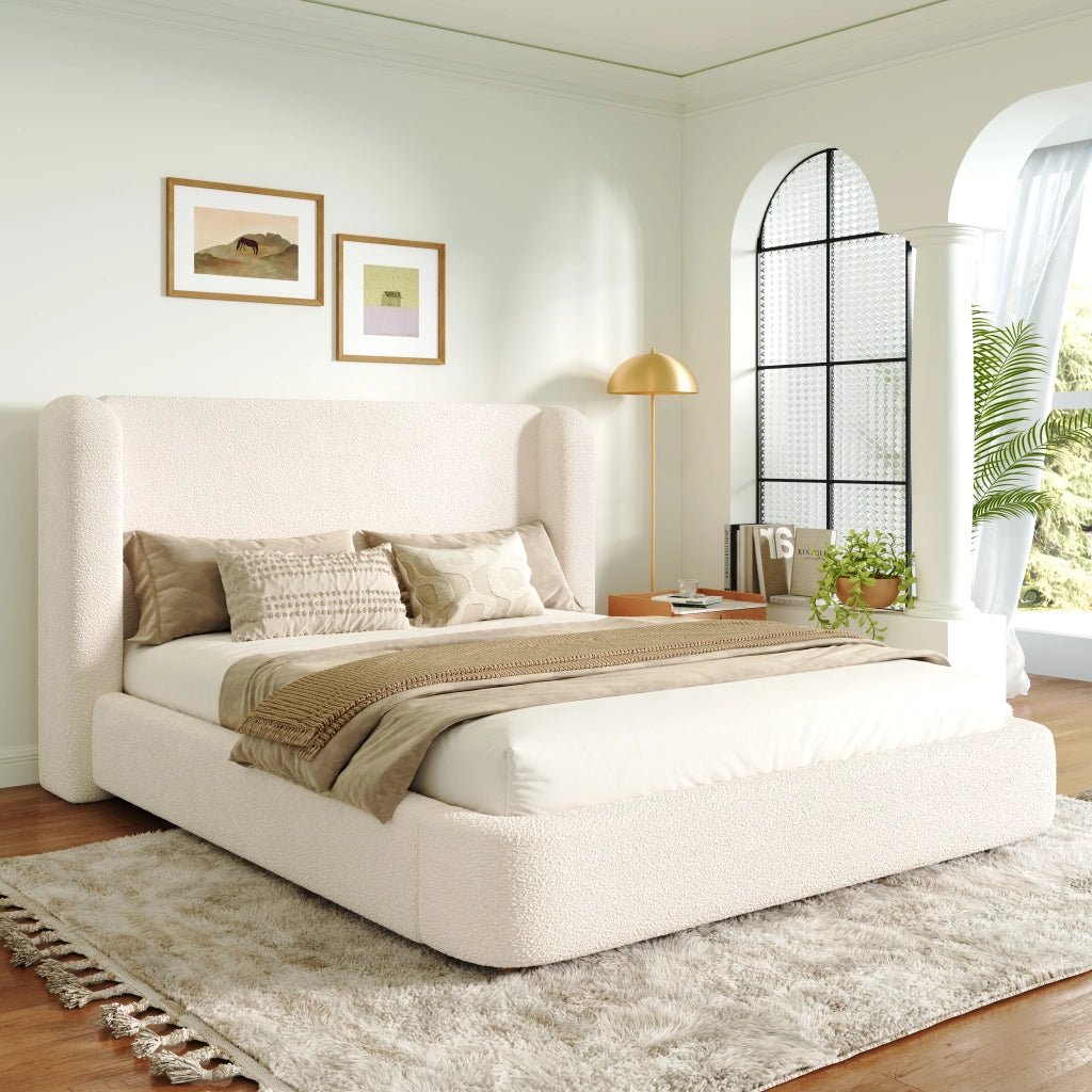 Letti contenitori 180x200 cm; contenitore sollevabile; Bouclé; beige; (Senza materasso)