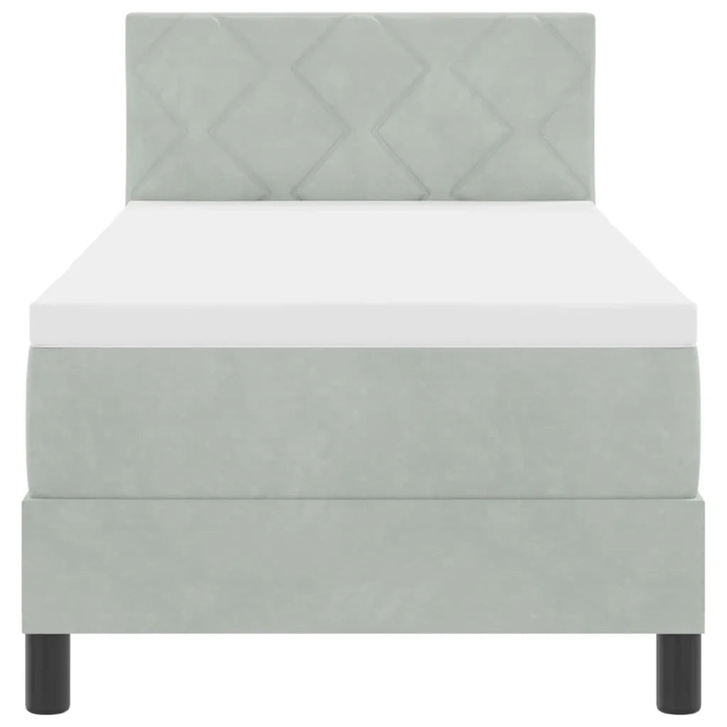 Letto a Sorgente LED con led Grigio chiaro 80 x 200 cm Velluto