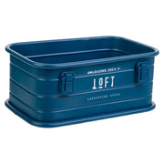 Cestino rettangolare in metallo stampato blu 32x21x14