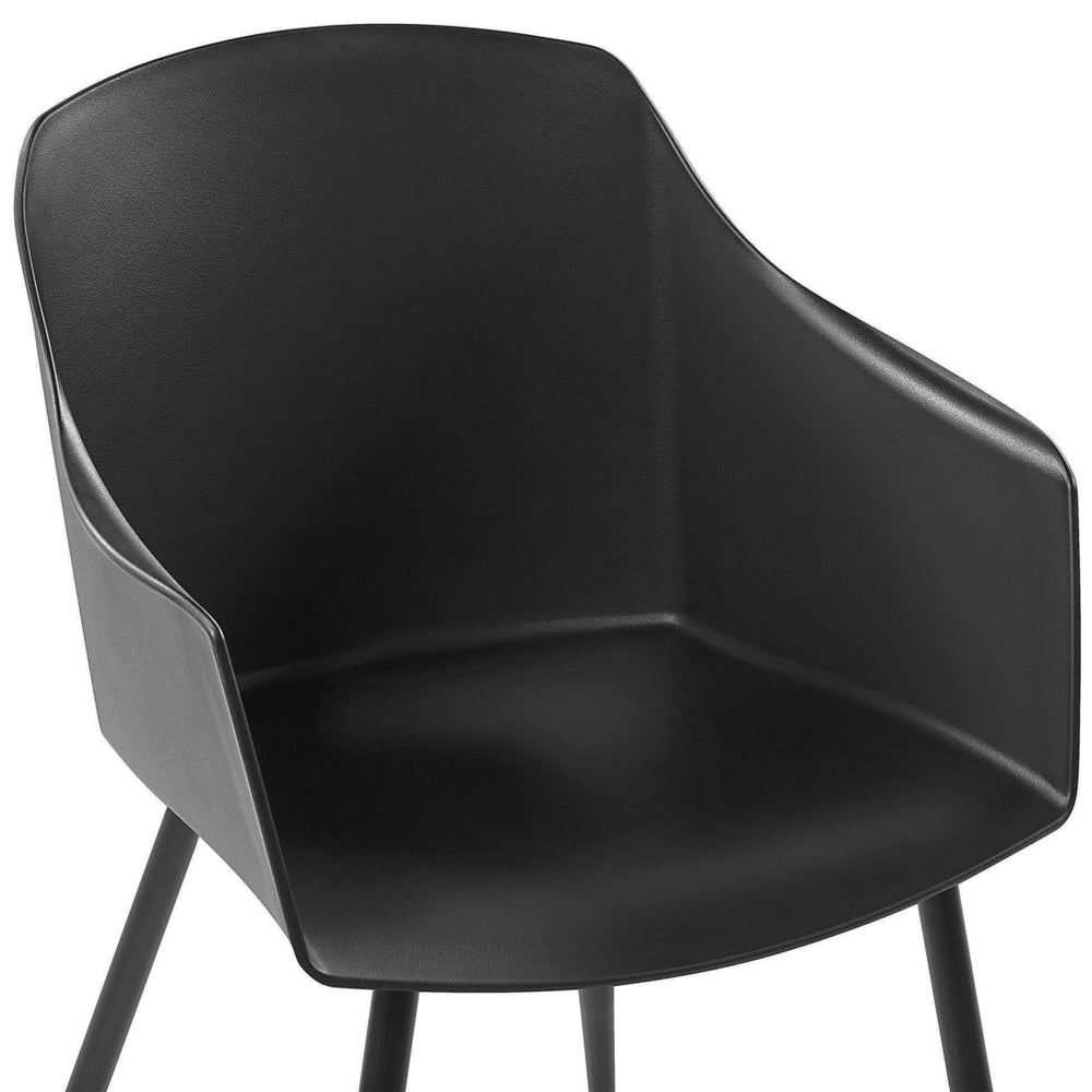 Set di 2 sedie da pranzo in plastica nera design minimalista braccioli soggiorno cucina mobili