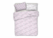 Copripiumino Sacco Piumone Pensieri Delicati 100% Cotone Disegno Love Love - Singolo - Rosa