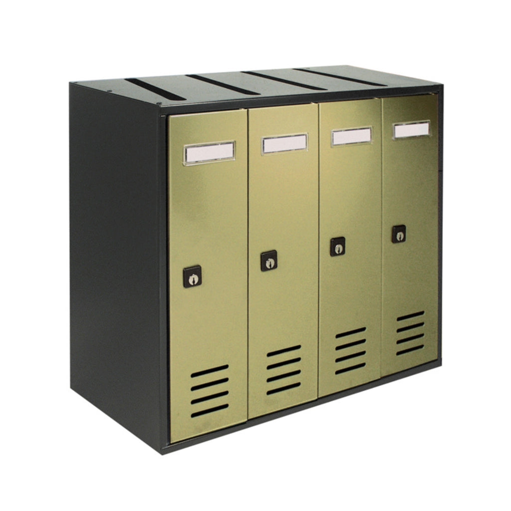 ALUBOX CUBO Cassette Postali Condominiali 4 Posti 38,5X43X25 Cm In Lamiera Zincata Cassetta Postale Condominiale Verticale Da Interno Ed Esterno Protetto COLORE: ANTRACITE E SPORTELLI BRONZO ANTICO