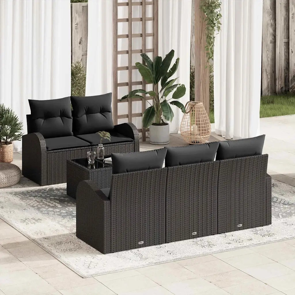 Set Divano da Giardino Nero 55 x 55 x 37 cm polyrattan