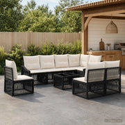 Set Divano da Giardino 9 pz Nero polyrattan 3436024