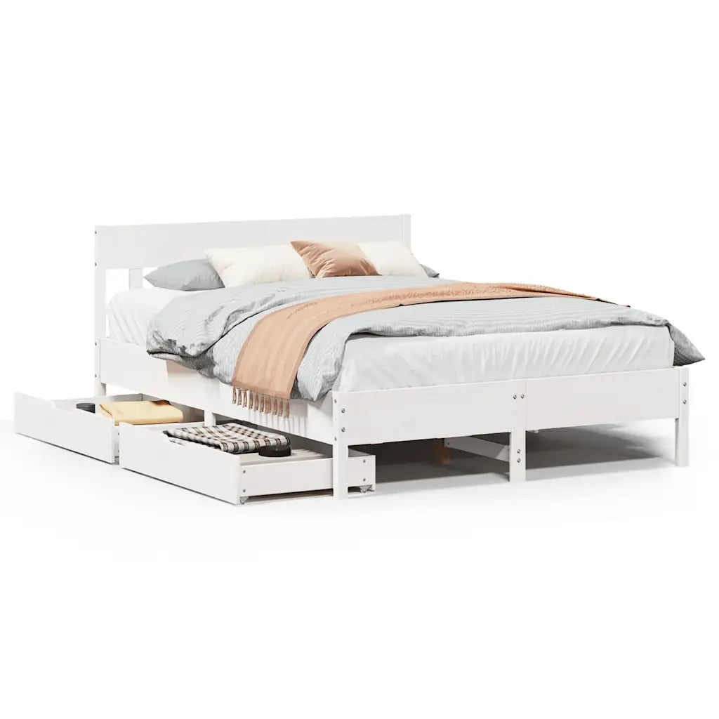 vidaXL Letto senza Materasso Bianco 135x190 cm Legno Massello di Pino