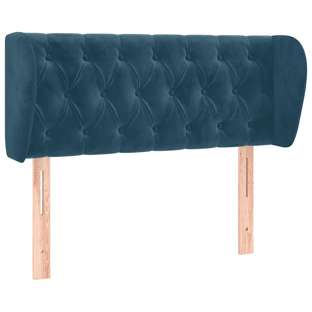Testiera | Testata ad Orecchio Blu Scuro 103x23x78/88 cm in Velluto