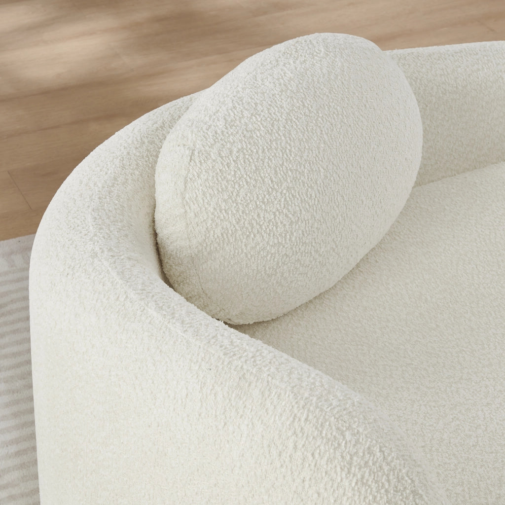 Divano dritto 1 posto con cuscino in schiuma, tessuto Teddy, Beige 102 × 33 × 32 cm