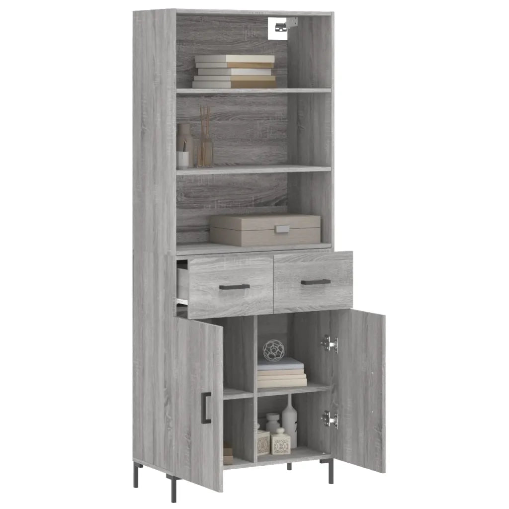 Credenza-Buffet-Armadio da cucina Grigio Sonoma 69,5x34x180 cm in Legno Multistrato 348538