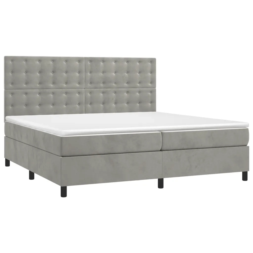 Giroletto a Molle con Materasso Grigio Chiaro 200x200cm Velluto