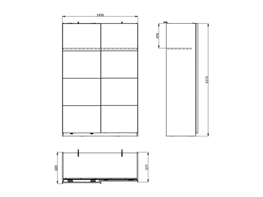 Armadio Camera da Letto Tredozio, Guardaroba Grande Appendiabiti, 145.5x217.5h cm Bianco Opaco