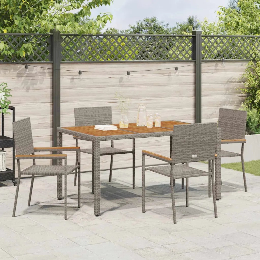 Set da Pranzo per Giardino 5 pcs Grigio polyrattan 3365407
