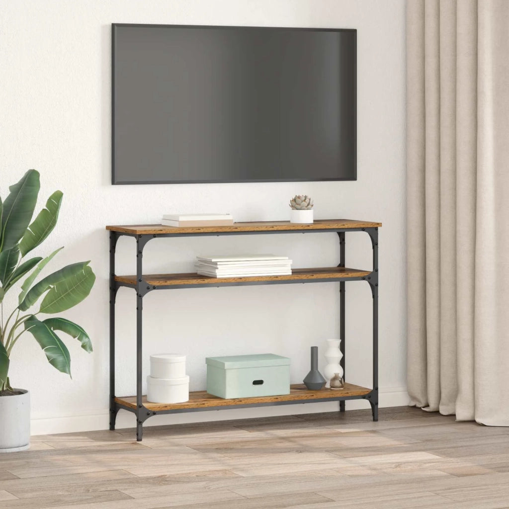 Tavolo consolle con lo scaffale Legno vecchio 100 x 29 x 75 cm 882199