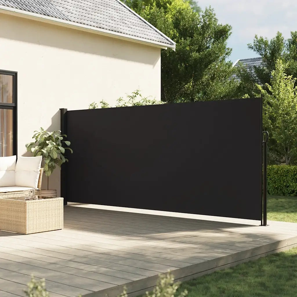 Tenda da Sole Laterale Retrattile-Tenda parasole per balcone per giardino Nera 160x600 cm 496055