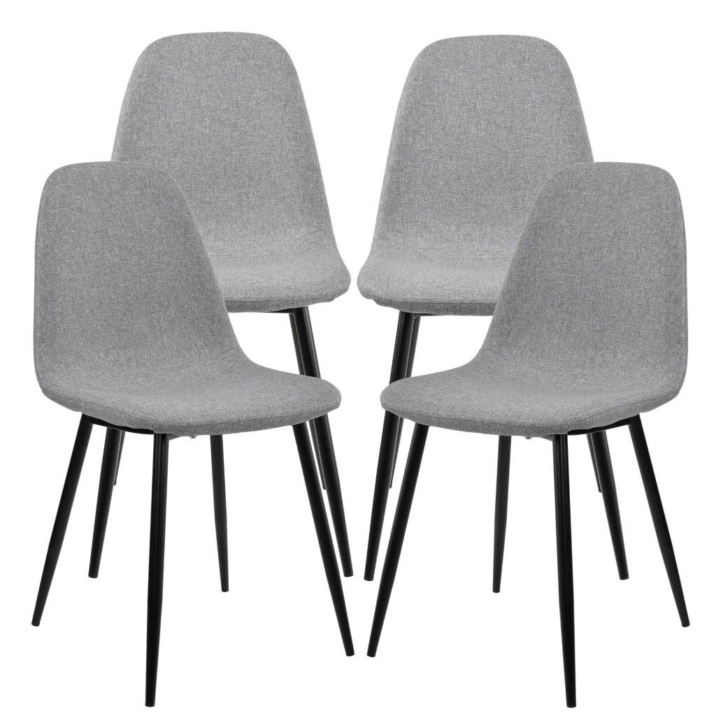 [en.casa] Sedia sala da pranzo in un set di 4 grigio - 86 x 46cm + Tavolo da pranzo in ottica legno
