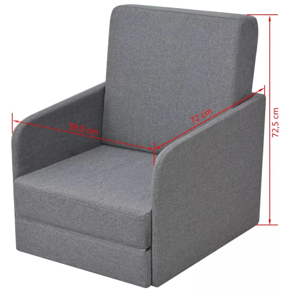 Poltrona poltrona lounge divano design club trasformabile 595 x 72 x 725 cm tessuto grigio chiaro 1102088/3