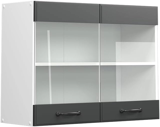 Frontale cucina R-Line, Antracite casa di campagna, 79.2 x 59 cm frontale del mobile per pensile con vetro