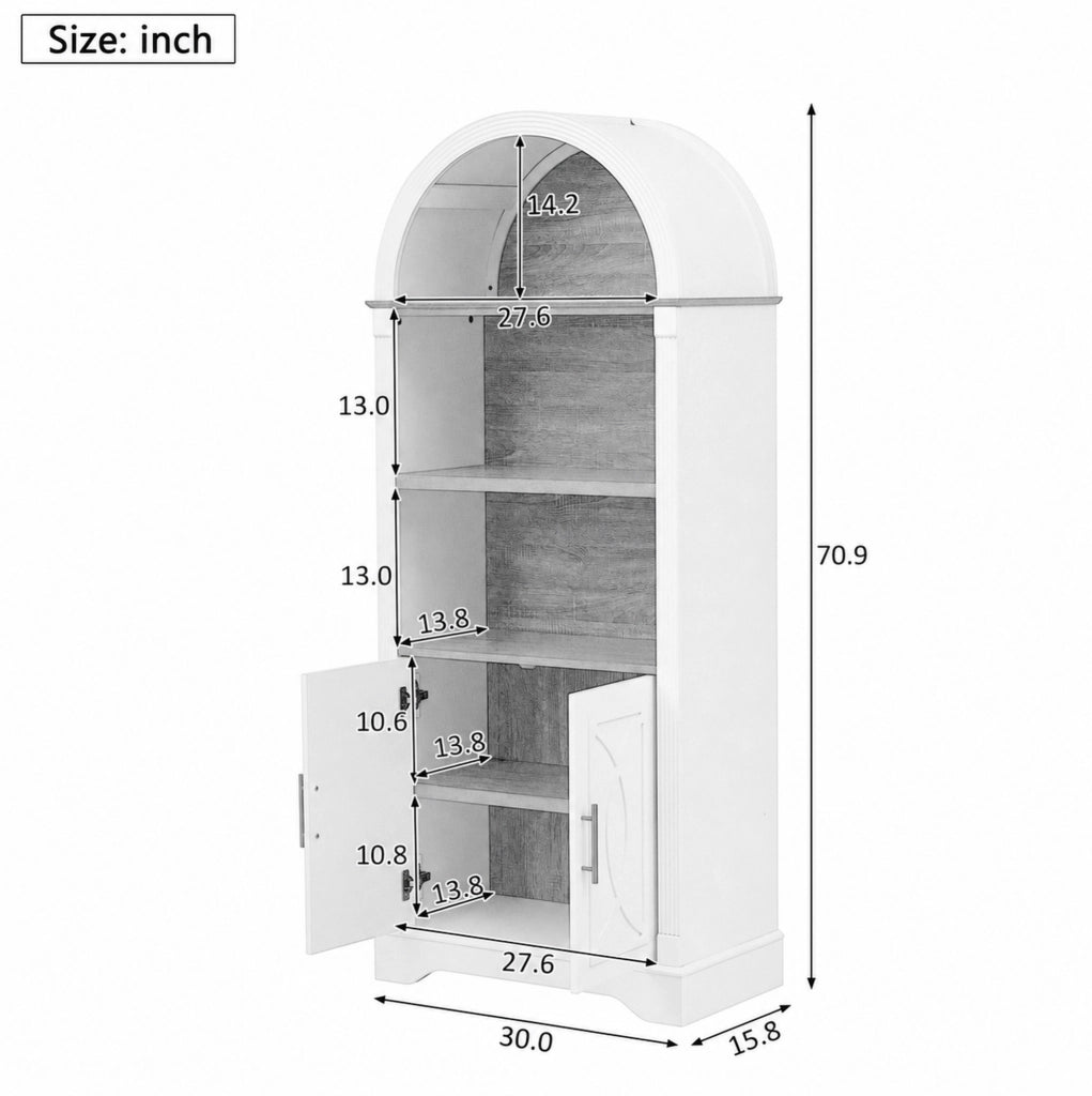 Credenza alta 76,2x40,1x180 cm in MDF bianco con LED, mobile cucina –