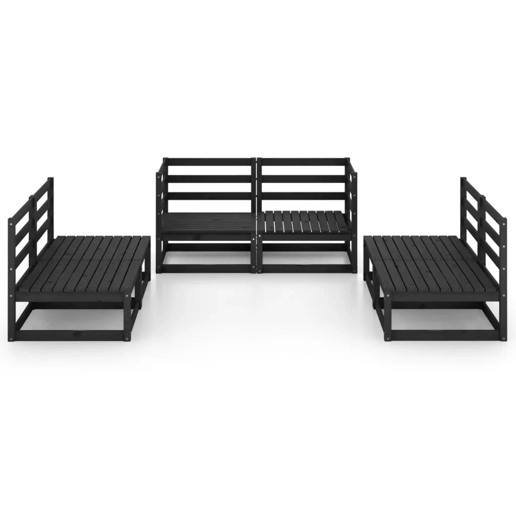Set Divani da Giardino 6 pz Nero in Legno Massello di Pino 3075413