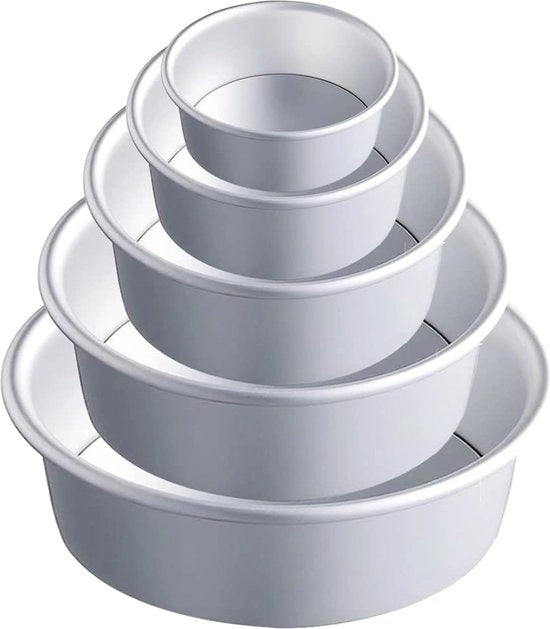Set di Muffin in Alluminio con Base Rimovibile, Muffiniera Non-stick con 5 Tappi (5/6/7/8/9 cm - 5 pezzi)