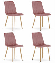 Sedia VALORA JEWA - Velluto rosa con gambe color legno x 4