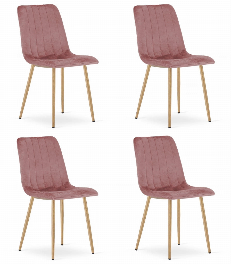 Sedia VALORA JEWA - Velluto rosa con gambe color legno x 4